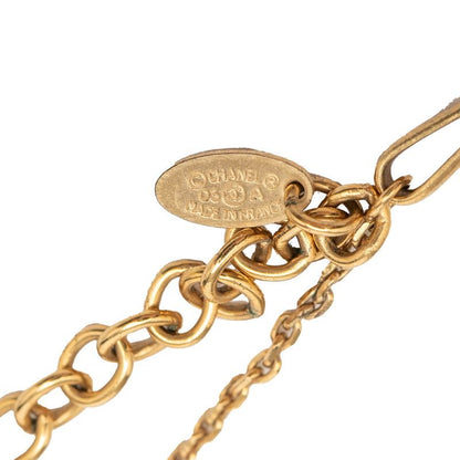 Chanel CC Logo Tree Clover Necklace Gold Ivory Plated