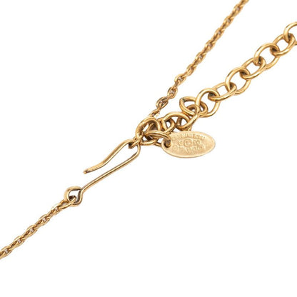 Chanel CC Logo Tree Clover Necklace Gold Ivory Plated