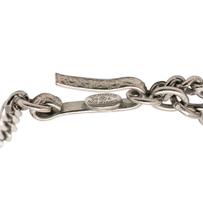Chanel Logo Plate Necklace Silver White Metal