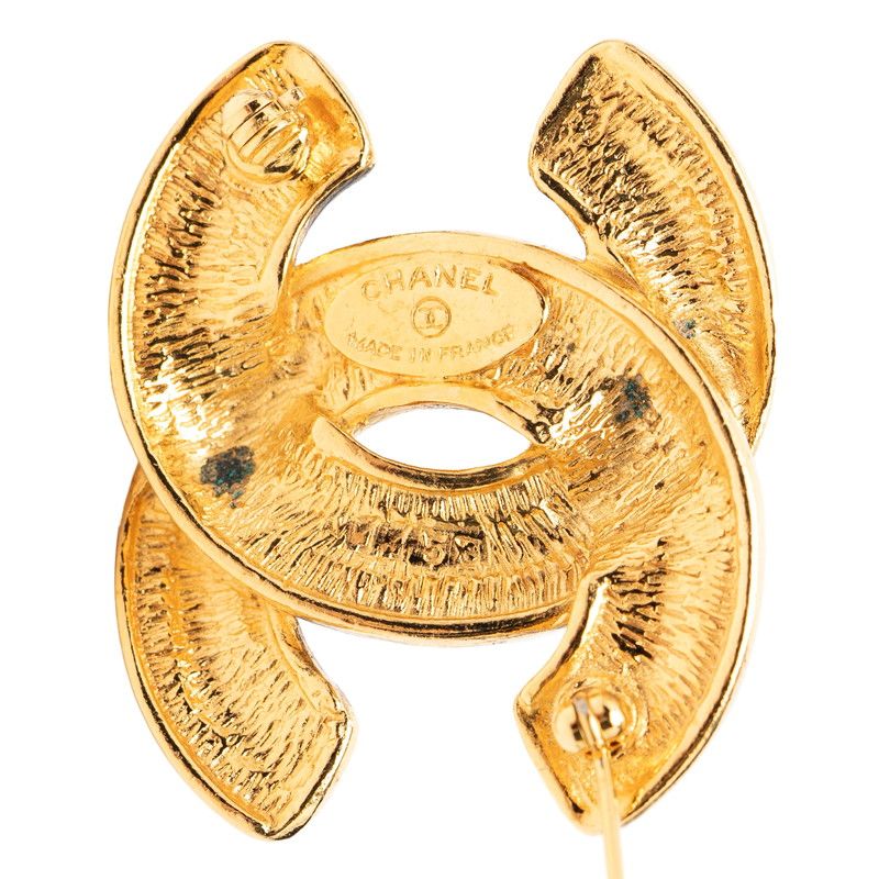 Chanel Quilted CC Logo Brooch Gold Plated