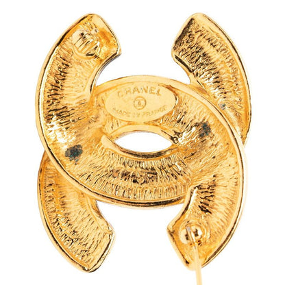 Chanel Quilted CC Logo Brooch Gold Plated