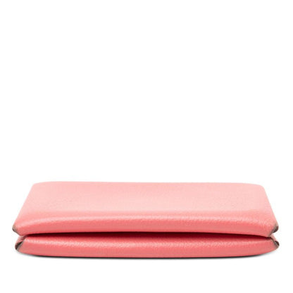 Hermes Calvi Card Case Rose Azalea Pink Evercolor