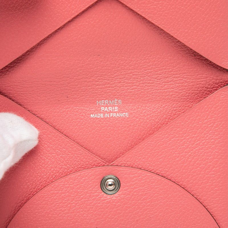 Hermes Calvi Card Case Rose Azalea Pink Evercolor
