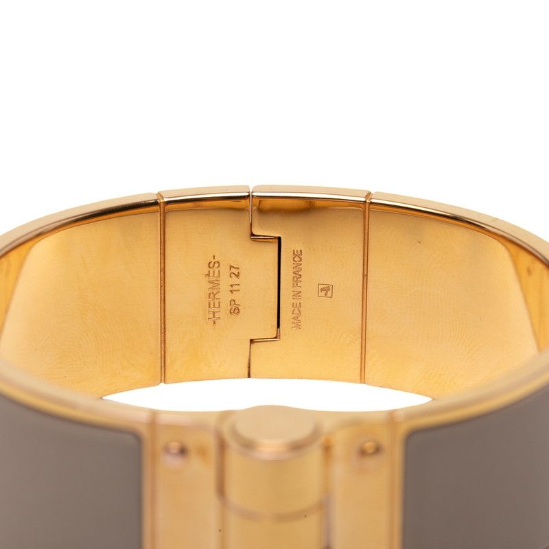 Hermes Charnier GM Bangle Bracelet Gold Beige Plated