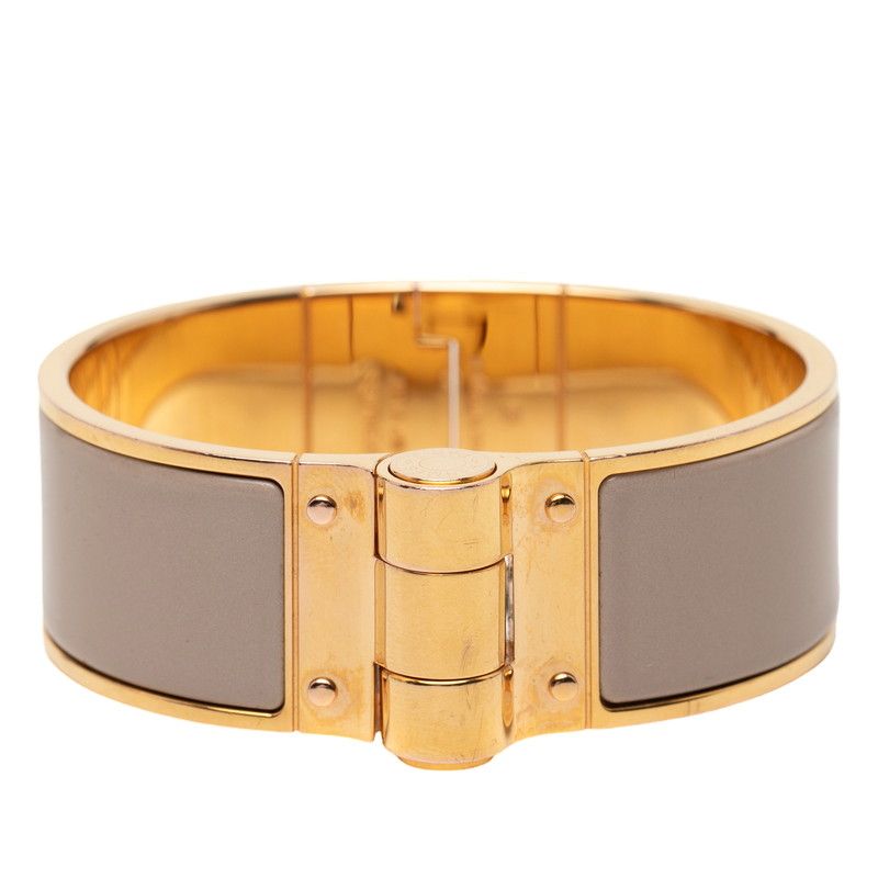 Hermes Charnier GM Bangle Bracelet Gold Beige Plated