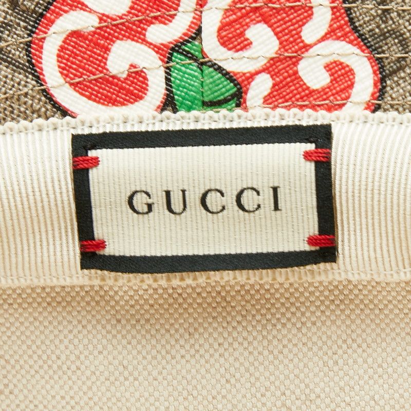 Gucci GG Apple Fedora Hat 58 L Beige Red Leather