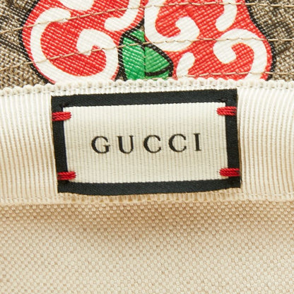 Gucci GG Apple Fedora Hat 58 L Beige Red Leather