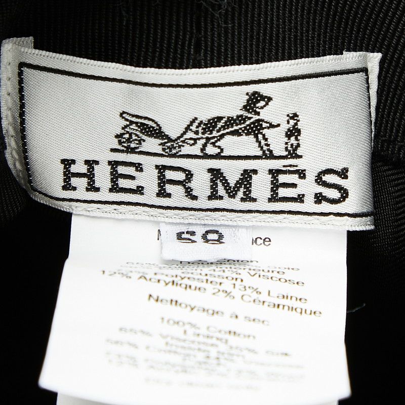 Hermes Hapa-h Series Bucket Hat 58 Black Cotton Rayon Silk