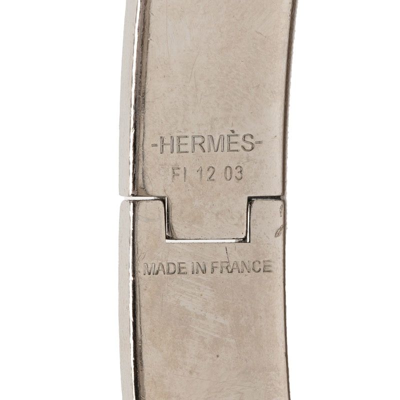 Hermes Click PM Bangle Bracelet Silver Black Metal