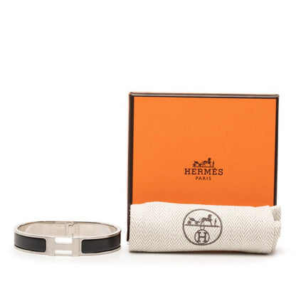 Hermes Click PM Bangle Bracelet Silver Black Metal