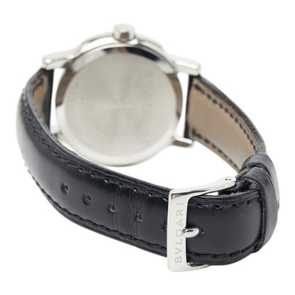 Bvlgari Solo Tempo Watch Silver Black Stainless Steel Leather