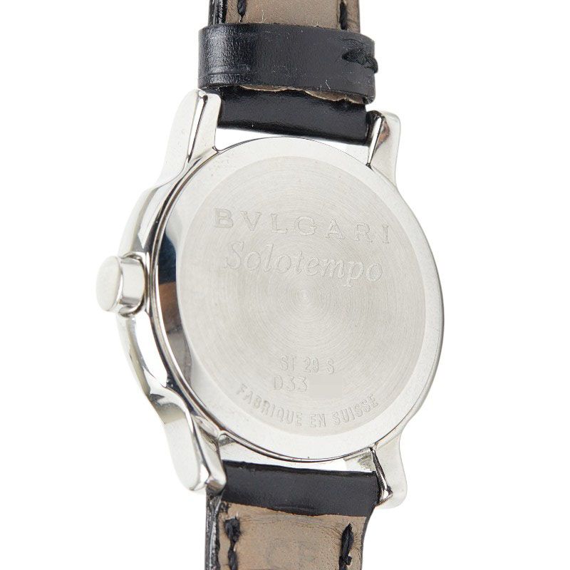 Bvlgari Solo Tempo Watch Silver Black Stainless Steel Leather