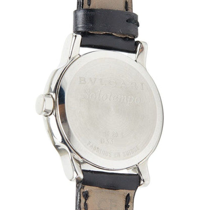 Bvlgari Solo Tempo Watch Silver Black Stainless Steel Leather