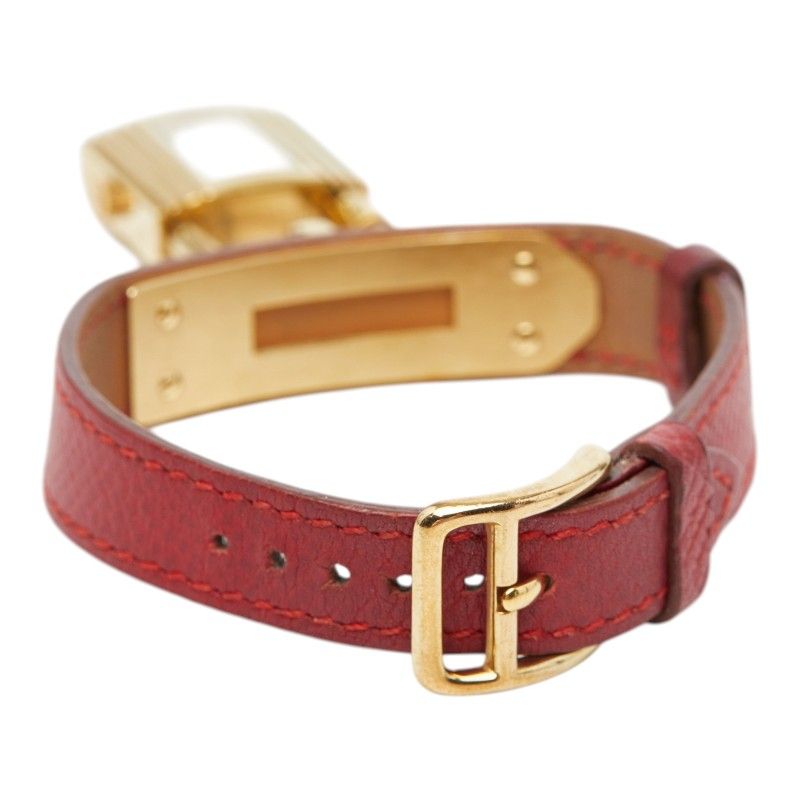 Hermes Kelly Watch Gold Red Stainless Steel Leather