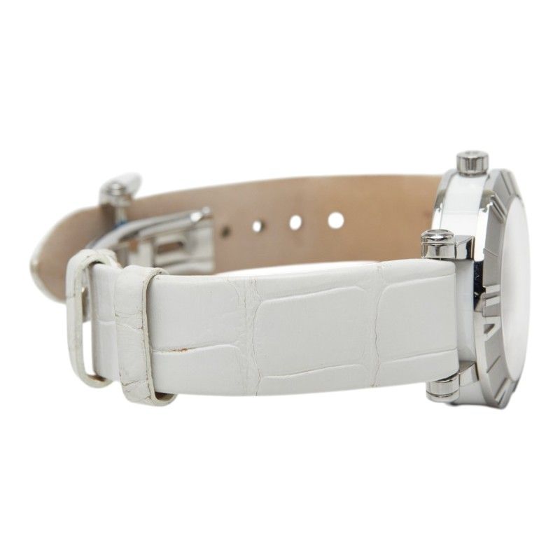 Tiffany & Co Atlas Dome Watch Silver White Stainless Steel Leather