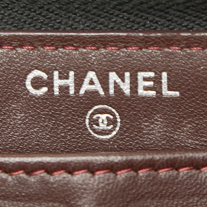 Chanel Quilted CC Logo Zip Around Wallet Black Lambskin