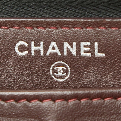 Chanel Quilted CC Logo Zip Around Wallet Black Lambskin