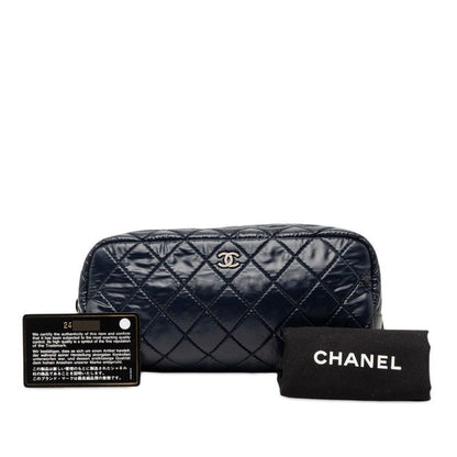 Chanel Coco Cocoon Pouch Case Navy Nylon Leather