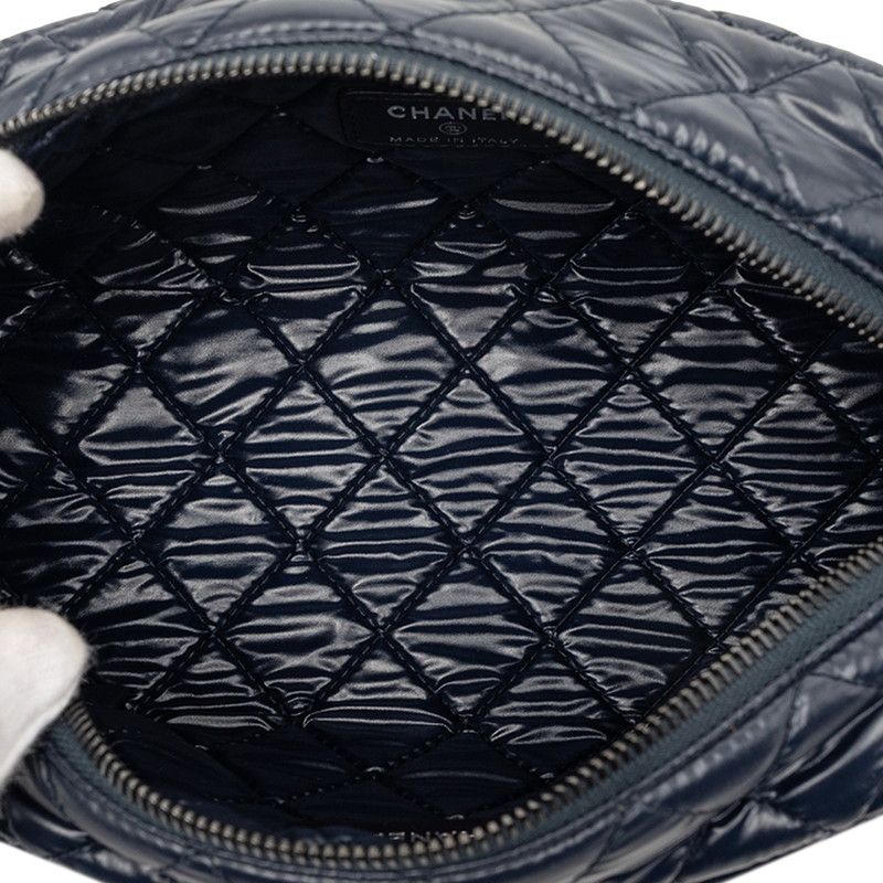 Chanel Coco Cocoon Pouch Case Navy Nylon Leather