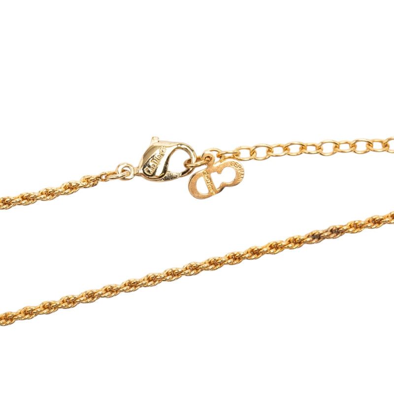 Dior Cdlogo Necklace Gold Plated Line Stone