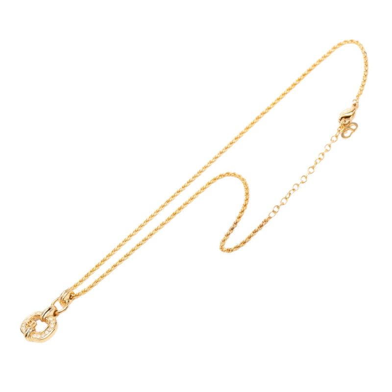 Dior Cdlogo Necklace Gold Plated Line Stone