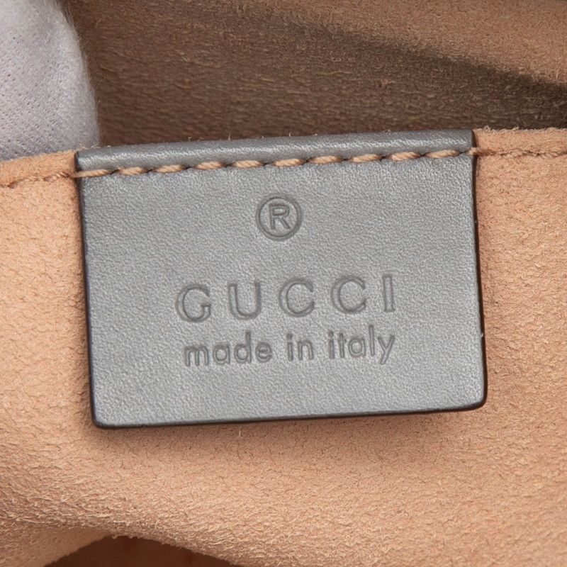 Gucci Bamboo Pearl 2-Way Shoulder Bag Gray Ivory Leather