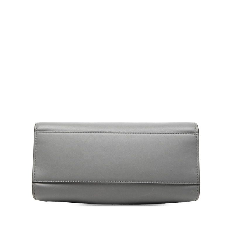 Gucci Bamboo Pearl 2-Way Shoulder Bag Gray Ivory Leather