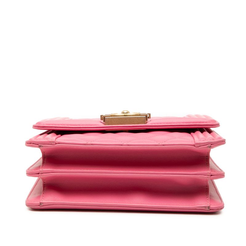 Chanel CC Logo Quilted Chain Shoulder Bag Pink Lambskin
