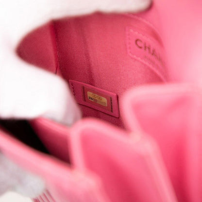 Chanel CC Logo Quilted Chain Shoulder Bag Pink Lambskin