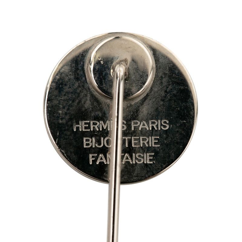 Hermes Series Pin Brooch Silver Metal