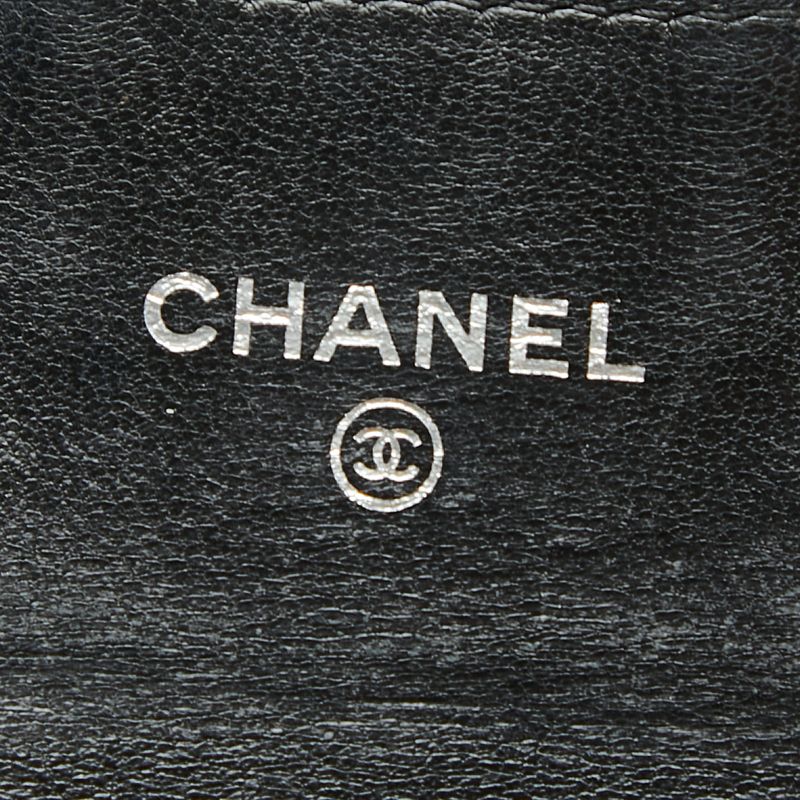 Chanel Quilted CC Logo Card Case Coin Purse Black Lambskin