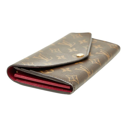 Louis Vuitton Monogram Portefeuille Sarah Wallet Brown Fuchsia Leather