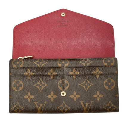 Louis Vuitton Monogram Portefeuille Sarah Wallet Brown Fuchsia Leather