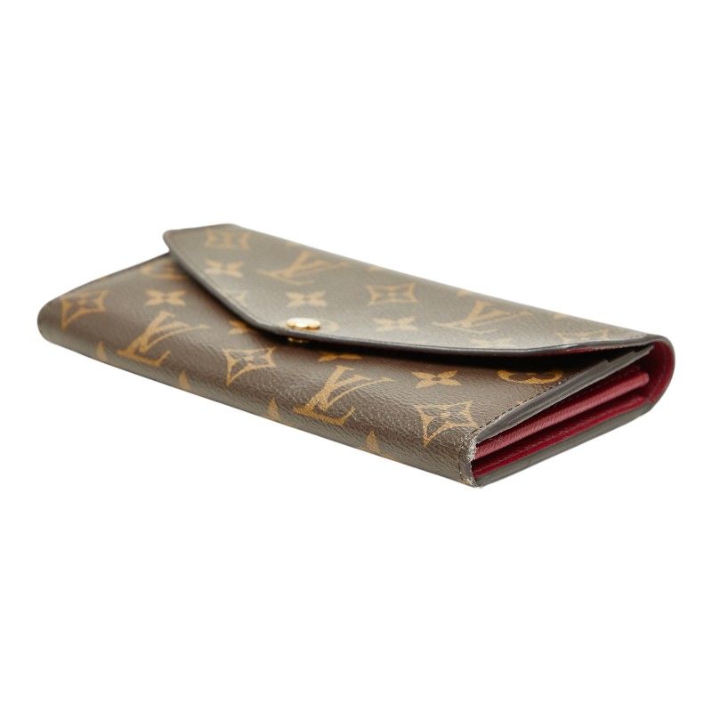 Louis Vuitton Monogram Portefeuille Sarah Wallet Brown Fuchsia Leather