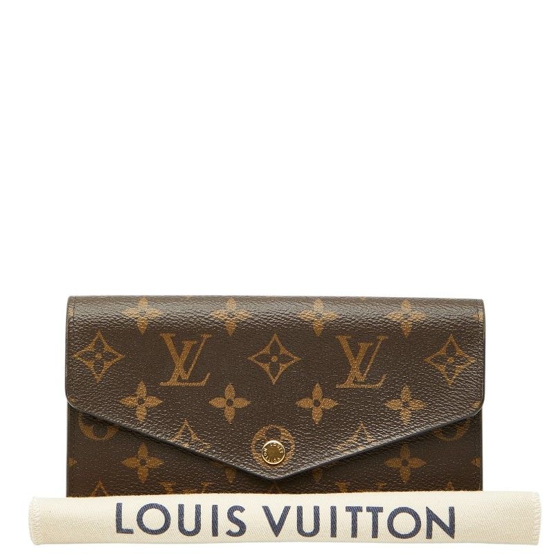 Louis Vuitton Monogram Portefeuille Sarah Wallet Brown Fuchsia Leather