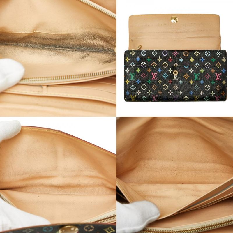 Louis Vuitton Monogram Multicolor Portefeuille Sarah Wallet Noir Black Leather