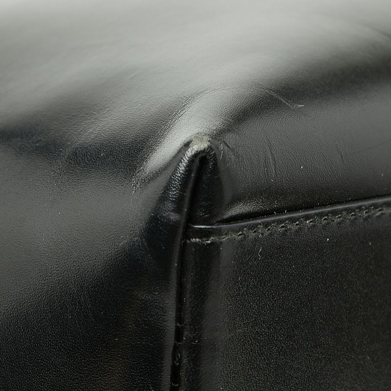 Prada Logo Tote Black Leather
