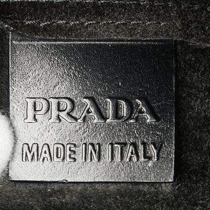 Prada Logo Tote Black Leather