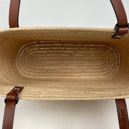 Loewe Basket Small Square Tote Raffia Natural Brown