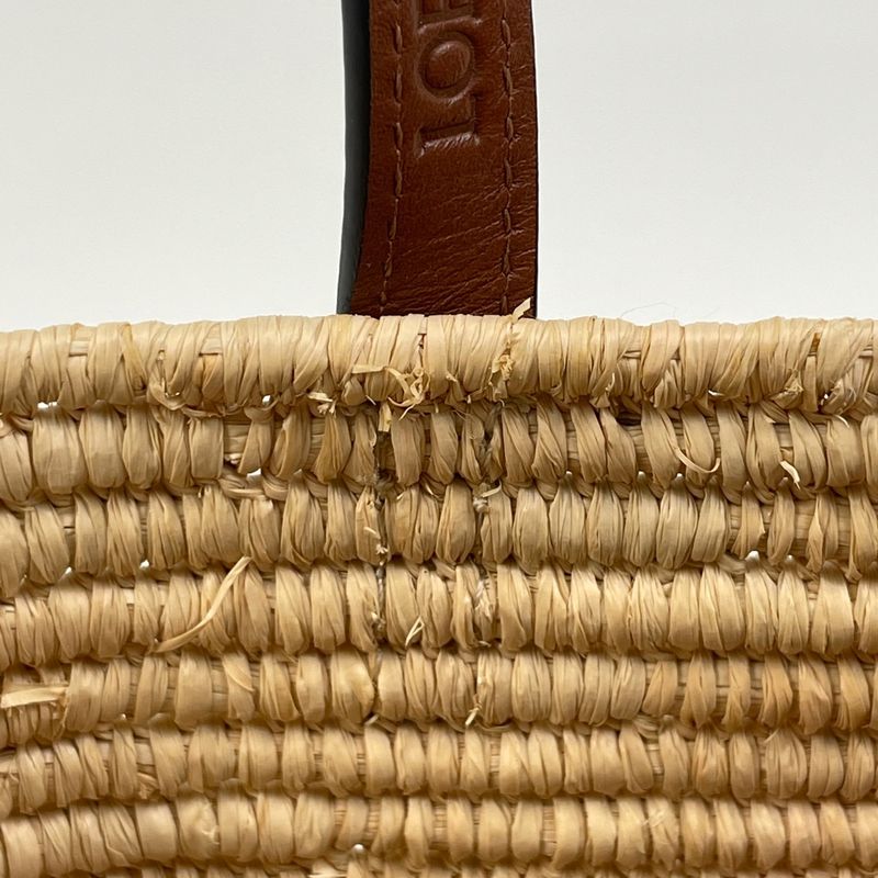 Loewe Basket Small Square Tote Raffia Natural Brown