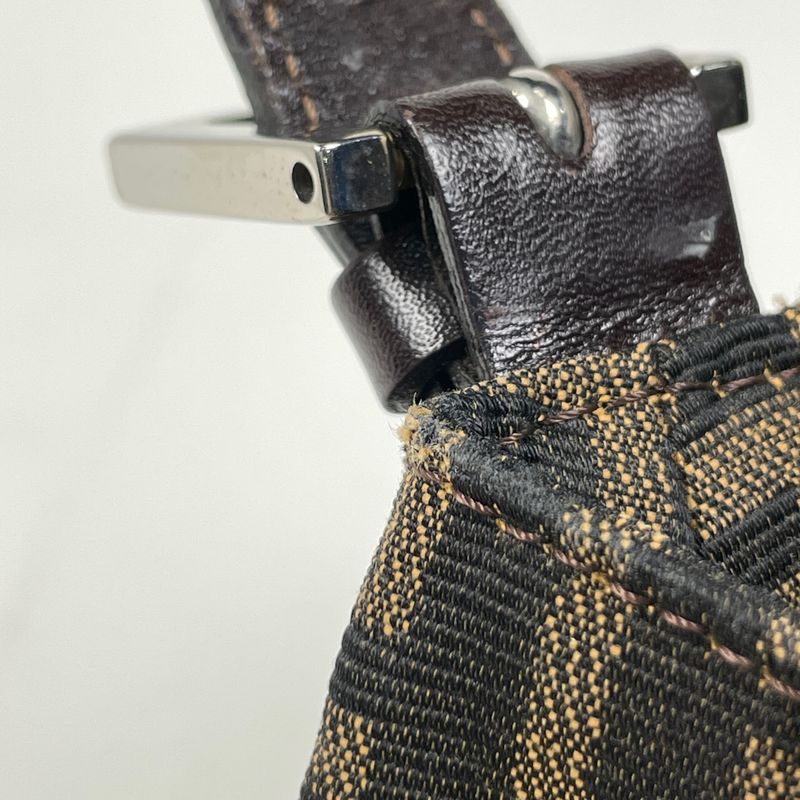 Fendi Zucca Pattern Shoulder Bag Canvas Brown