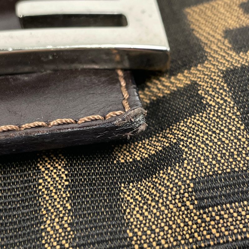 Fendi Zucca Pattern Shoulder Bag Canvas Brown
