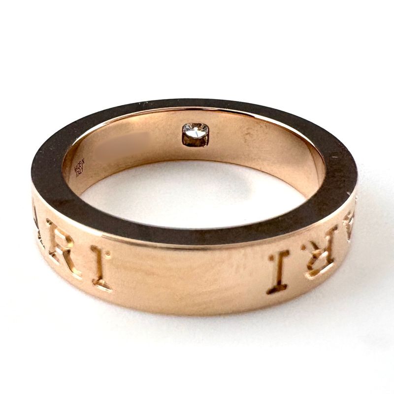 Bvlgari Double Logo Ring PG Pink Gold Pave Diamond