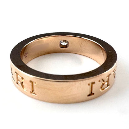 Bvlgari Double Logo Ring PG Pink Gold Pave Diamond