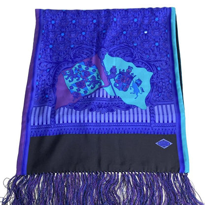 Versace Atelier Scarf Navy Blue Green Multi Wool