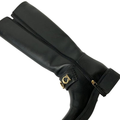 Gucci Long Boots 36 Black Logo Leather