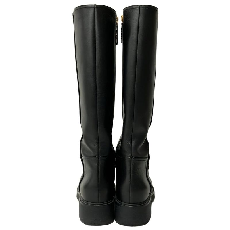 Gucci Long Boots 36 Black Logo Leather