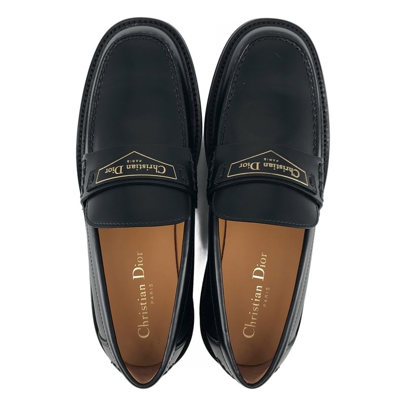Dior Boy Leather Logo Loafers Shoes 38 Black