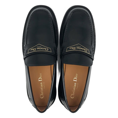 Dior Boy Leather Logo Loafers Shoes 38 Black