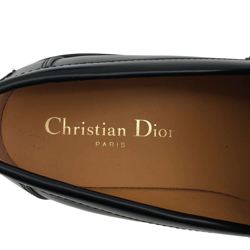 Dior Boy Leather Logo Loafers Shoes 38 Black